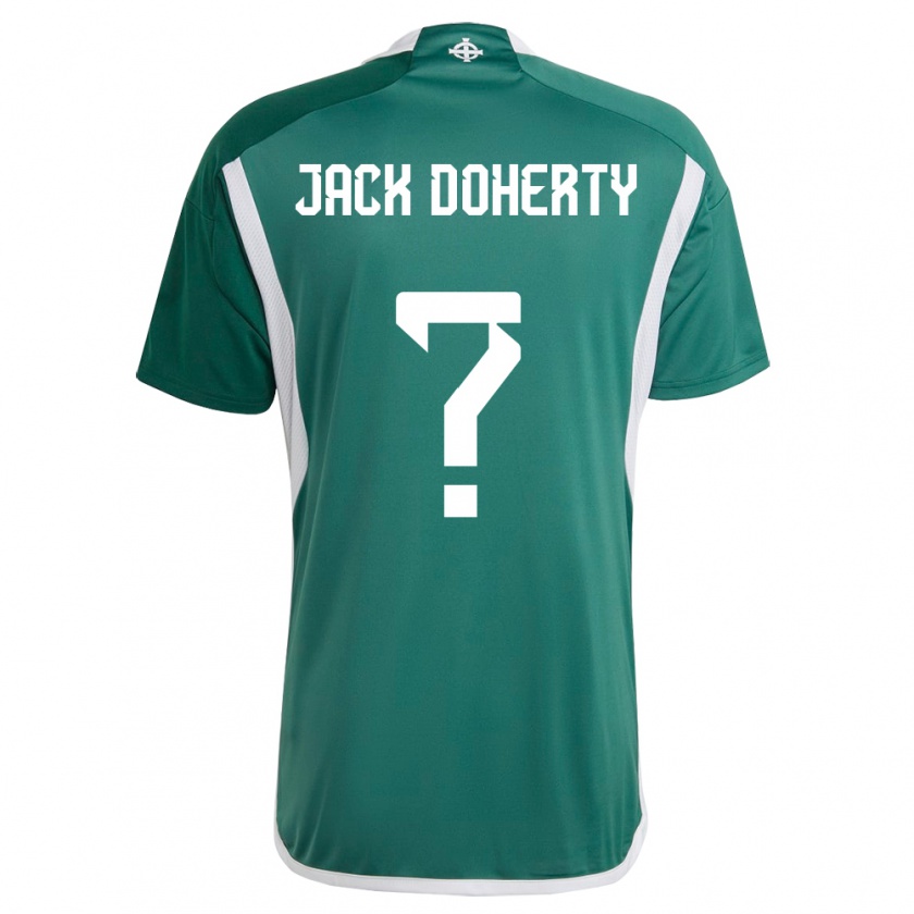 Kandiny Enfant Maillot Irlande Du Nord Jack Doherty #0 Vert Tenues Domicile 24-26 T-Shirt