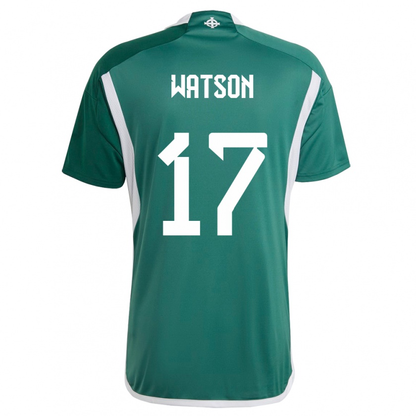 Kandiny Enfant Maillot Irlande Du Nord Alex Watson #17 Vert Tenues Domicile 24-26 T-Shirt