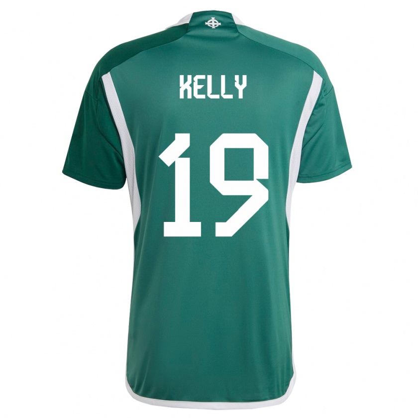 Kandiny Enfant Maillot Irlande Du Nord Oscar Kelly #19 Vert Tenues Domicile 24-26 T-Shirt