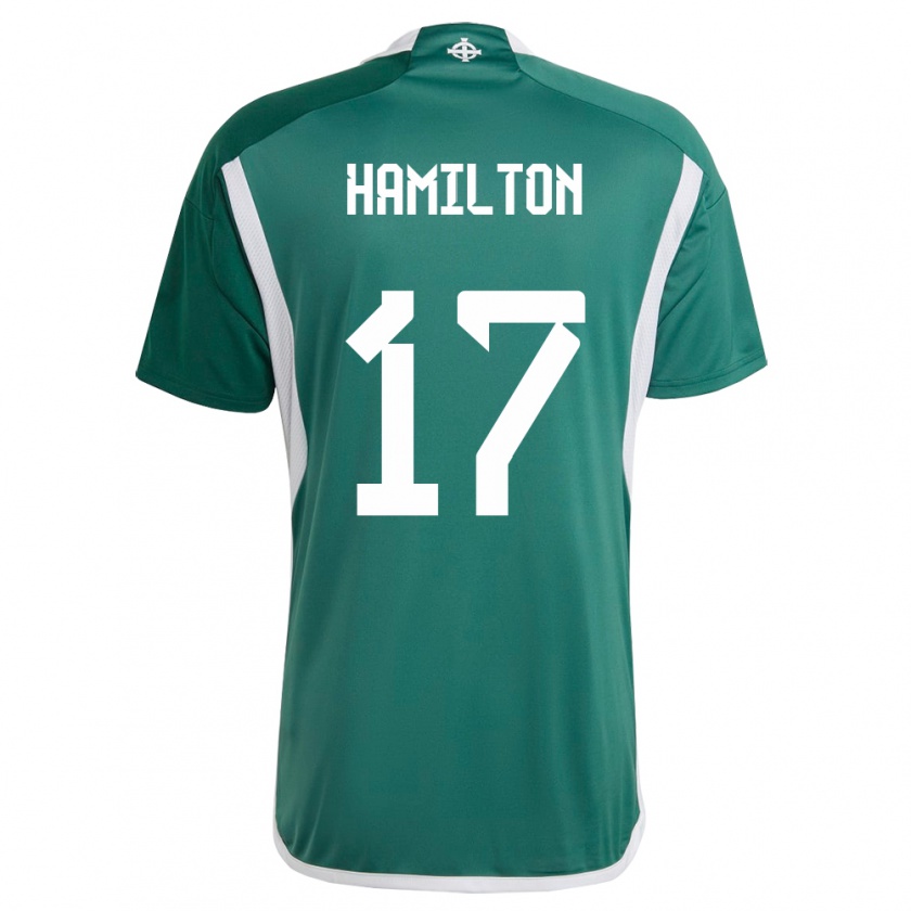 Kandiny Enfant Maillot Irlande Du Nord Caragh Hamilton #17 Vert Tenues Domicile 24-26 T-Shirt