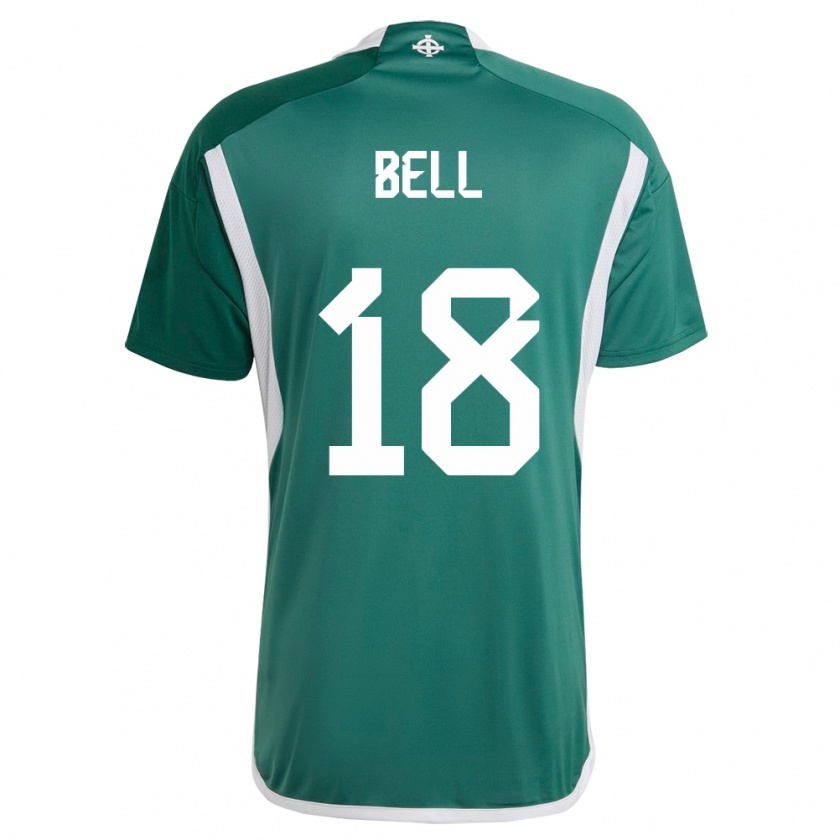 Kandiny Enfant Maillot Irlande Du Nord Megan Bell #18 Vert Tenues Domicile 24-26 T-Shirt