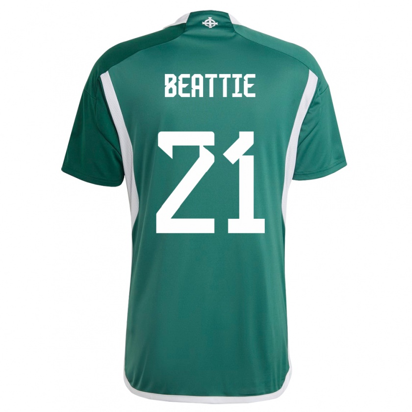 Kandiny Enfant Maillot Irlande Du Nord Kerry Beattie #21 Vert Tenues Domicile 24-26 T-Shirt