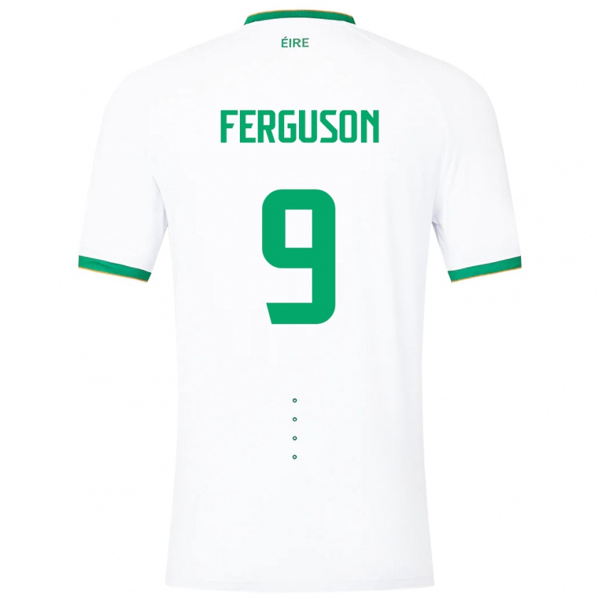 Kandiny Enfant Maillot Irlande Evan Ferguson #9 Blanc Tenues Extérieur 24-26 T-Shirt