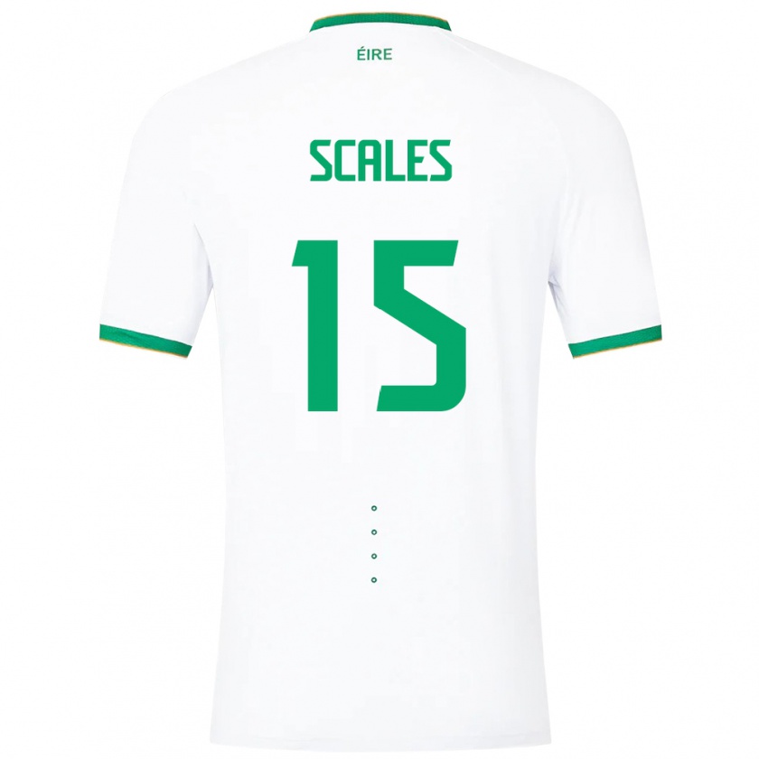 Kandiny Enfant Maillot Irlande Liam Scales #15 Blanc Tenues Extérieur 24-26 T-Shirt