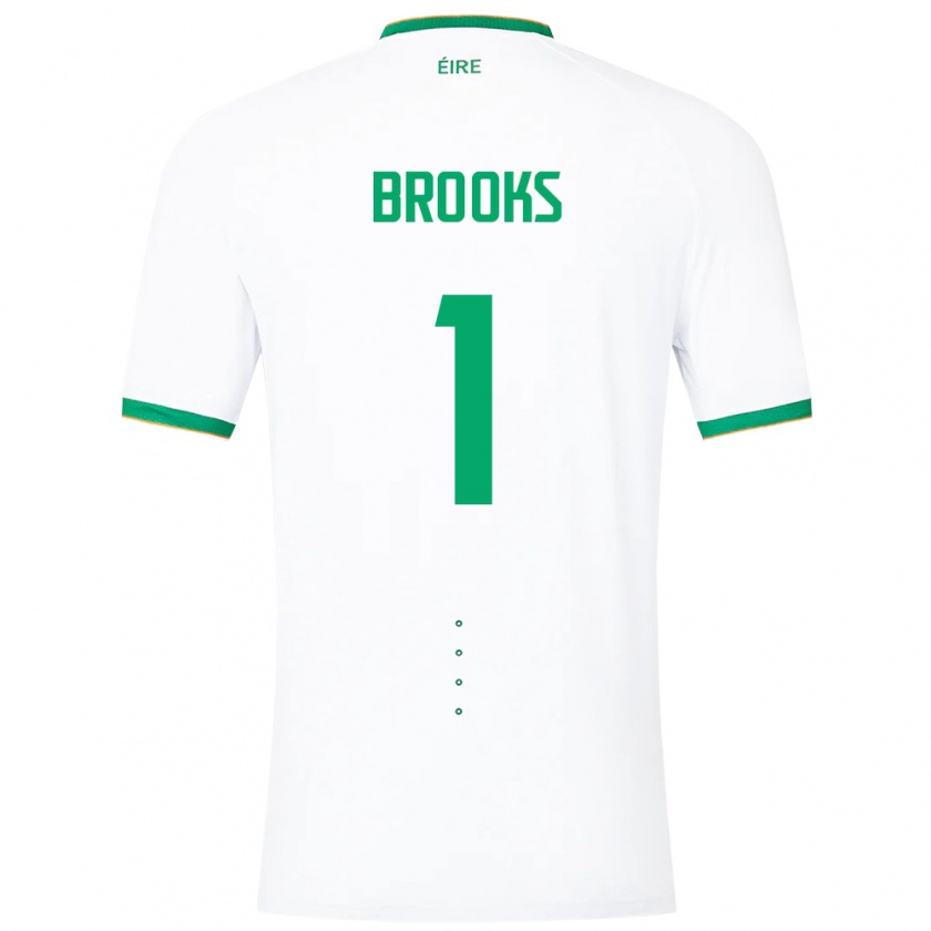 Kandiny Enfant Maillot Irlande Tiernan Brooks #1 Blanc Tenues Extérieur 24-26 T-Shirt