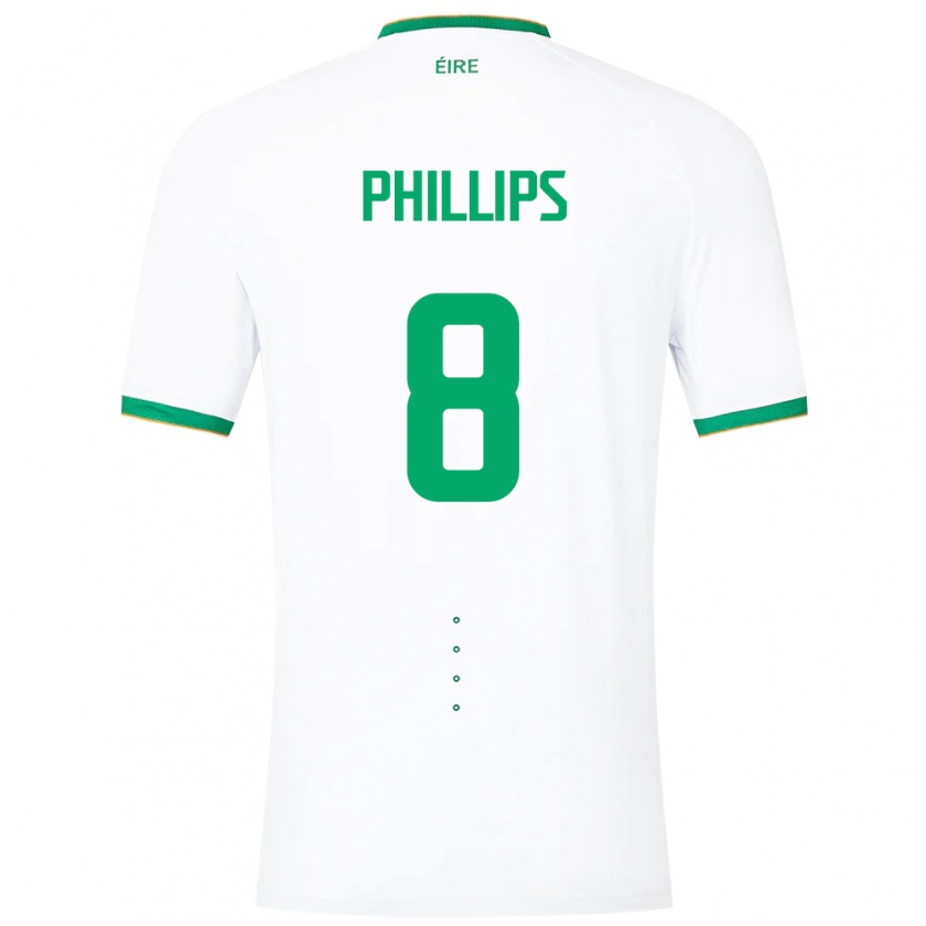 Kandiny Enfant Maillot Irlande Killian Phillips #8 Blanc Tenues Extérieur 24-26 T-Shirt