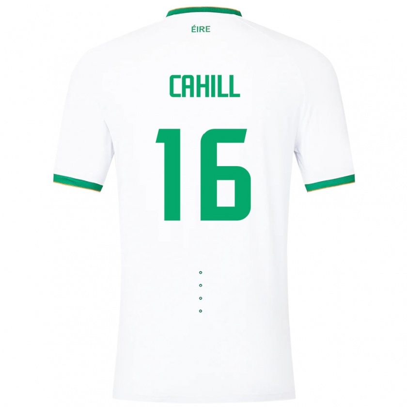 Kandiny Enfant Maillot Irlande Killian Cahill #16 Blanc Tenues Extérieur 24-26 T-Shirt