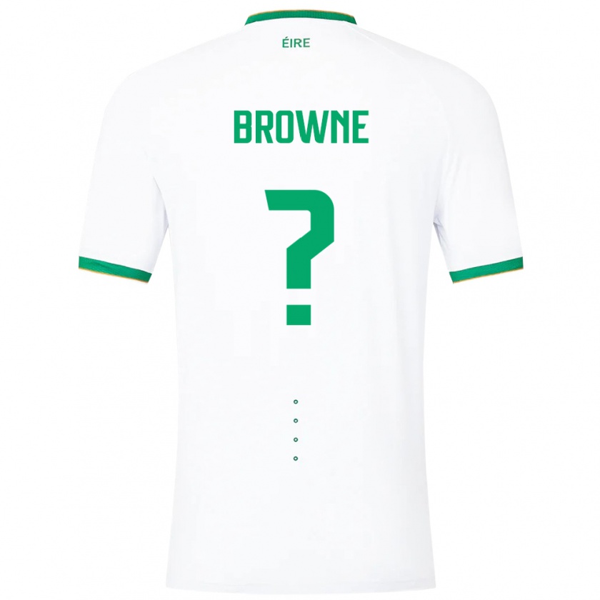 Kandiny Enfant Maillot Irlande Luke Browne #0 Blanc Tenues Extérieur 24-26 T-Shirt