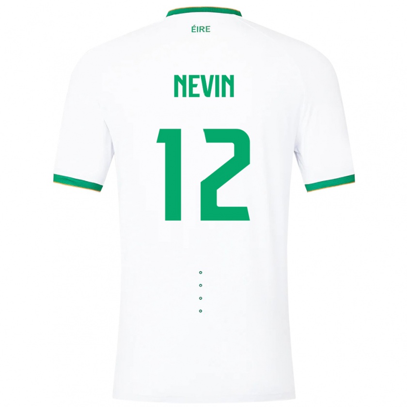 Kandiny Enfant Maillot Irlande Harry Nevin #12 Blanc Tenues Extérieur 24-26 T-Shirt