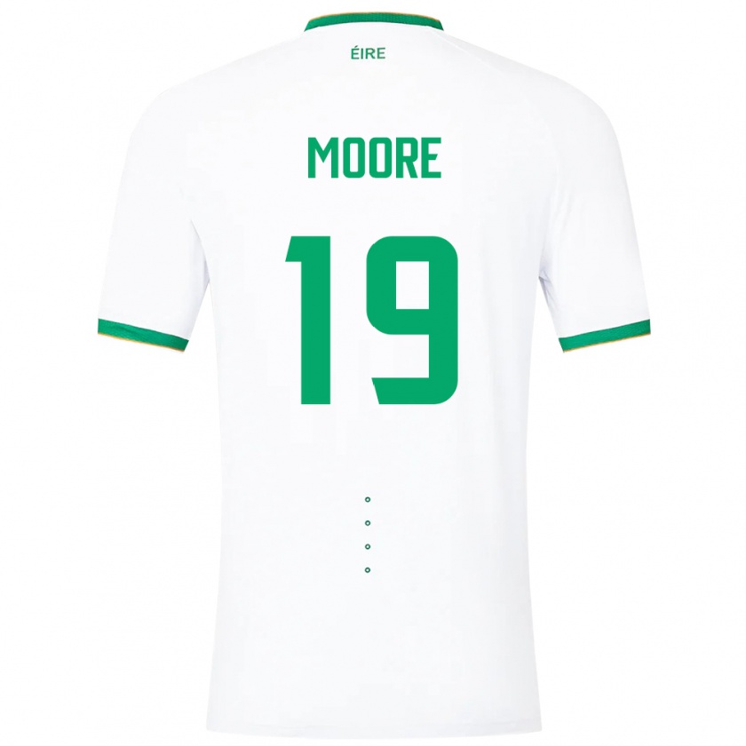 Kandiny Enfant Maillot Irlande Sean Moore #19 Blanc Tenues Extérieur 24-26 T-Shirt