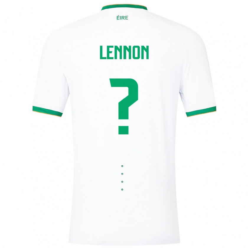 Kandiny Enfant Maillot Irlande Adam Lennon #0 Blanc Tenues Extérieur 24-26 T-Shirt