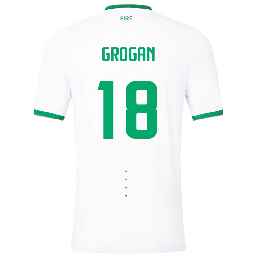 Kandiny Enfant Maillot Irlande Christy Grogan #18 Blanc Tenues Extérieur 24-26 T-Shirt