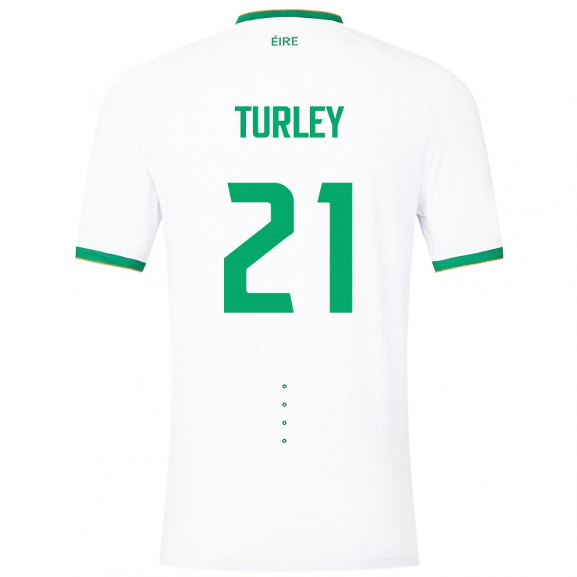 Kandiny Enfant Maillot Irlande Freddie Turley #21 Blanc Tenues Extérieur 24-26 T-Shirt