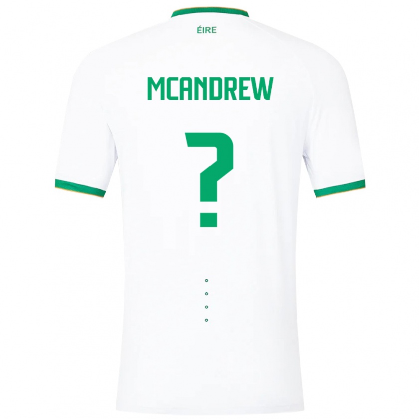 Kandiny Enfant Maillot Irlande Niall Mcandrew #0 Blanc Tenues Extérieur 24-26 T-Shirt