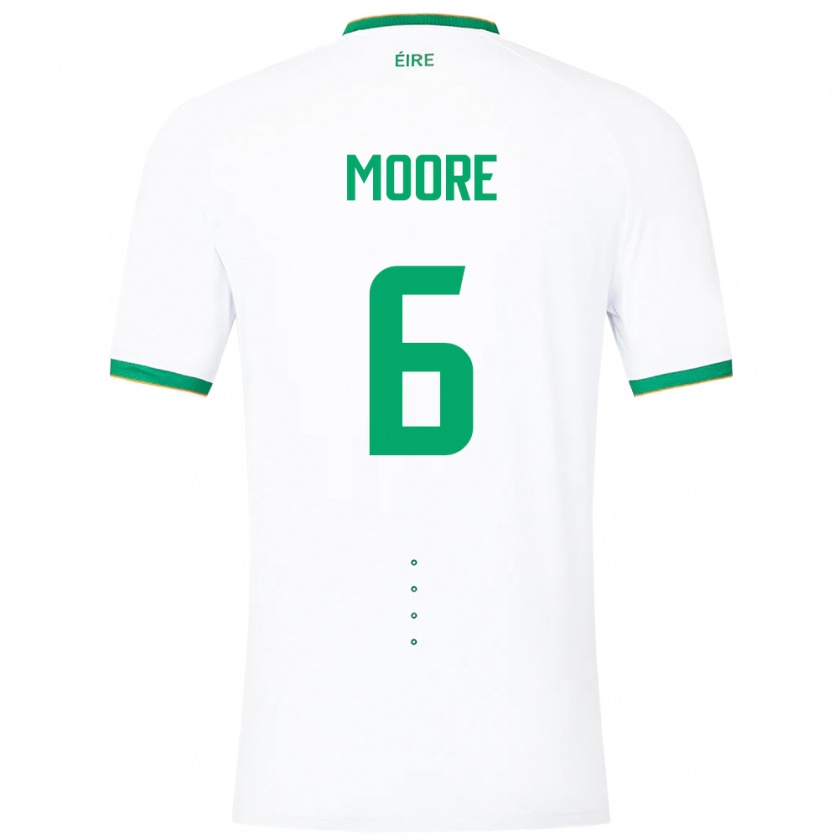 Kandiny Enfant Maillot Irlande Matthew Moore #6 Blanc Tenues Extérieur 24-26 T-Shirt