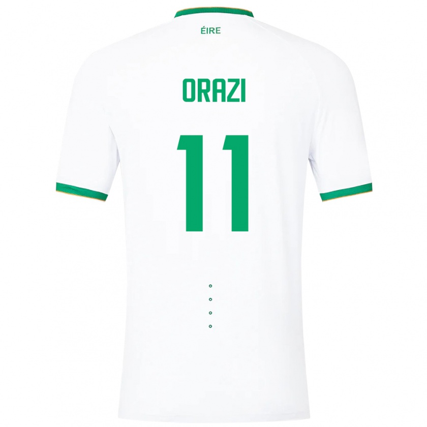 Kandiny Enfant Maillot Irlande Ike Orazi #11 Blanc Tenues Extérieur 24-26 T-Shirt