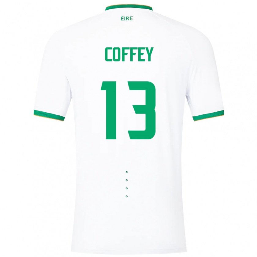 Kandiny Enfant Maillot Irlande Fiachra Coffey #13 Blanc Tenues Extérieur 24-26 T-Shirt