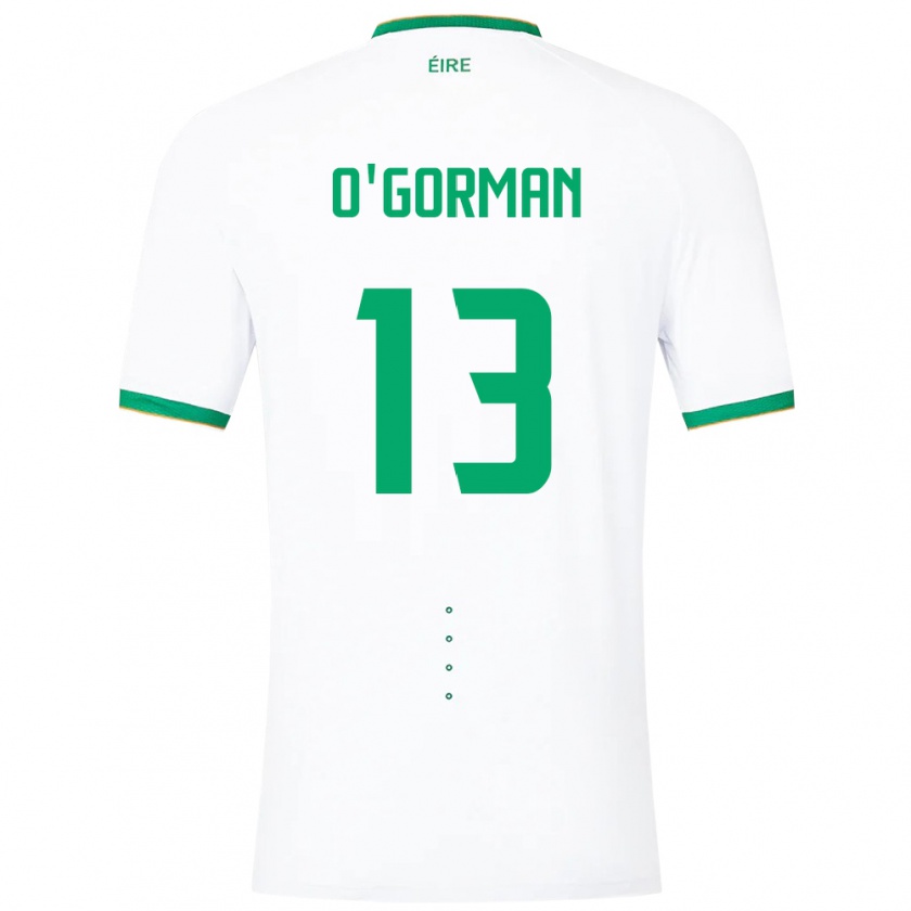 Kandiny Enfant Maillot Irlande Áine O'gorman #13 Blanc Tenues Extérieur 24-26 T-Shirt