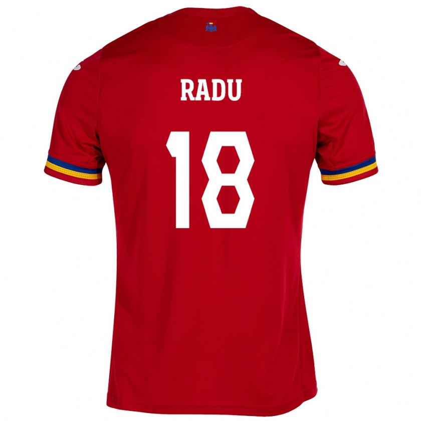 Kandiny Enfant Maillot Roumanie Denis Radu #18 Rouge Tenues Extérieur 24-26 T-Shirt