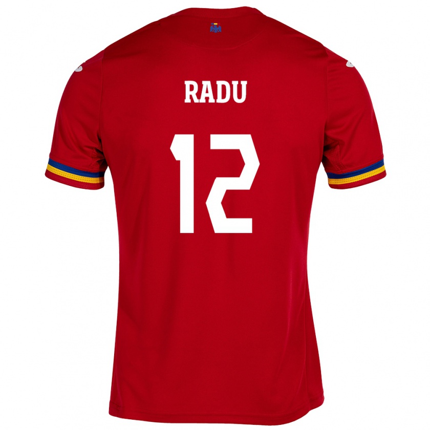 Kandiny Enfant Maillot Roumanie Riccardo Radu #12 Rouge Tenues Extérieur 24-26 T-Shirt