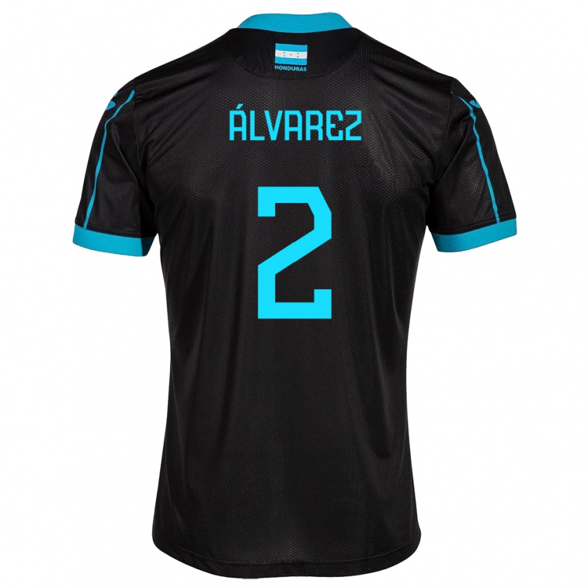 Kandiny Enfant Maillot Honduras Kevin Álvarez #2 Noir Tenues Extérieur 24-26 T-Shirt