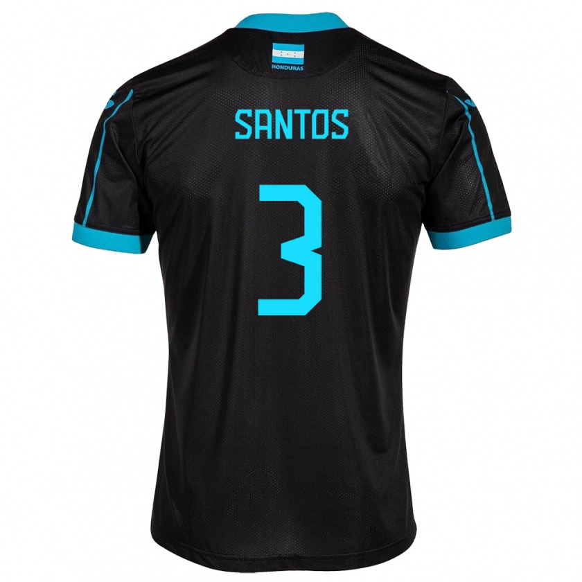 Kandiny Enfant Maillot Honduras Marcelo Santos #3 Noir Tenues Extérieur 24-26 T-Shirt