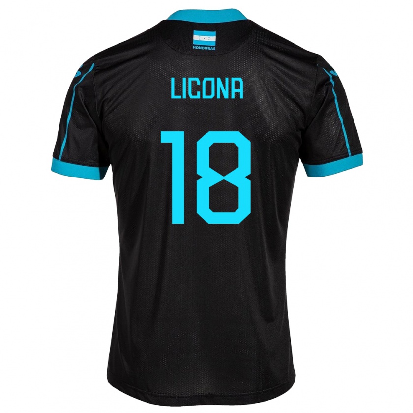 Kandiny Enfant Maillot Honduras Marlon Licona #18 Noir Tenues Extérieur 24-26 T-Shirt