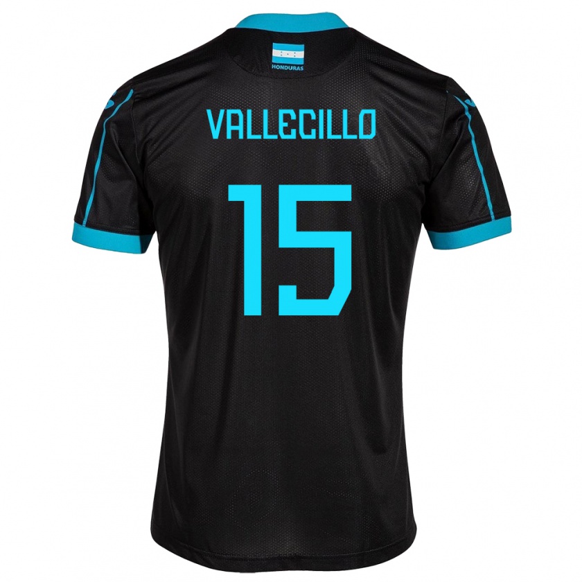 Kandiny Enfant Maillot Honduras Eric Vallecillo #15 Noir Tenues Extérieur 24-26 T-Shirt