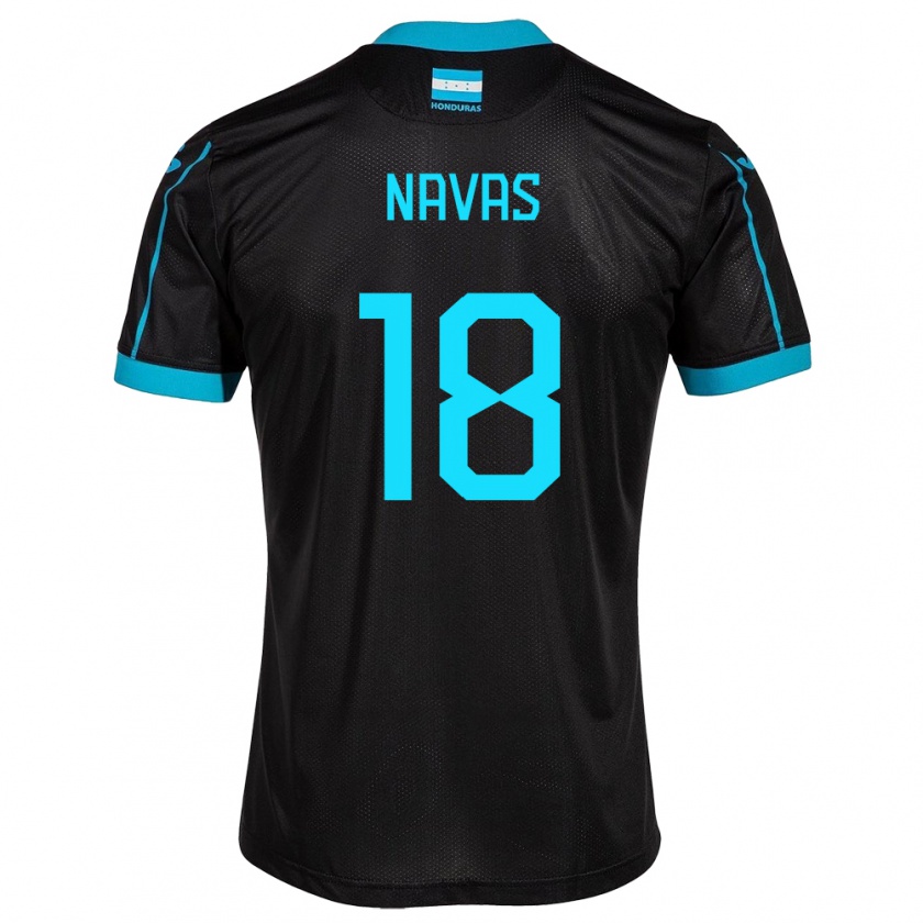 Kandiny Enfant Maillot Honduras Johan Navas #18 Noir Tenues Extérieur 24-26 T-Shirt