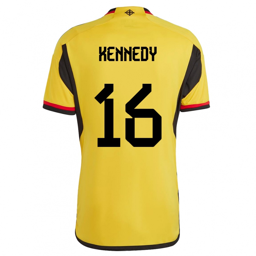 Kandiny Enfant Maillot Irlande Du Nord Matty Kennedy #16 Blanc Tenues Extérieur 24-26 T-Shirt