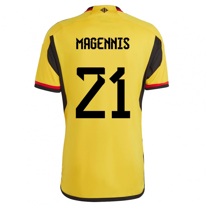 Kandiny Enfant Maillot Irlande Du Nord Josh Magennis #21 Blanc Tenues Extérieur 24-26 T-Shirt