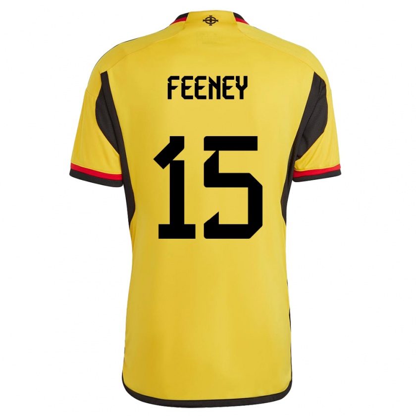 Kandiny Enfant Maillot Irlande Du Nord George Feeney #15 Blanc Tenues Extérieur 24-26 T-Shirt