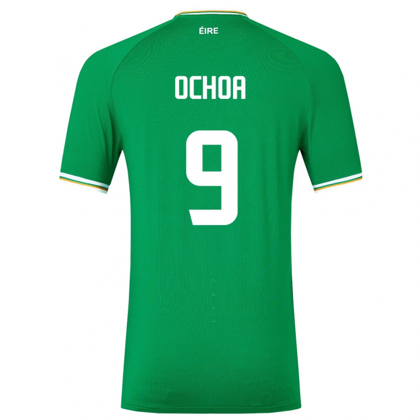 Kandiny Homme Maillot Irlande Aarón Ochoa #9 Vert Tenues Domicile 24-26 T-Shirt