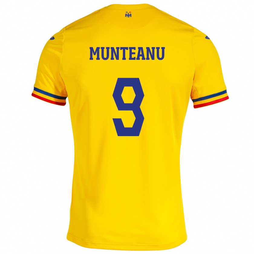 Kandiny Homme Maillot Roumanie Louis Munteanu #9 Jaune Tenues Domicile 24-26 T-Shirt