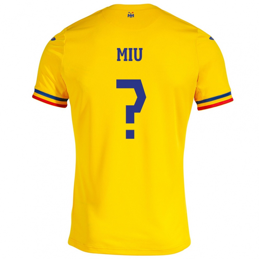 Kandiny Homme Maillot Roumanie Denis Miu #0 Jaune Tenues Domicile 24-26 T-Shirt