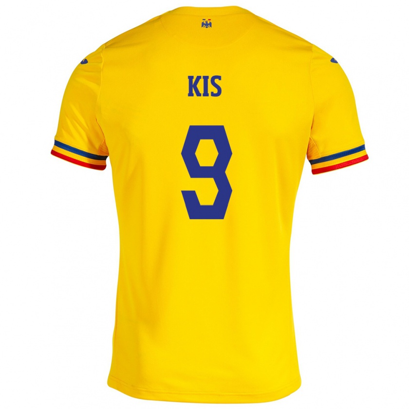 Kandiny Homme Maillot Roumanie Anita Kis #9 Jaune Tenues Domicile 24-26 T-Shirt