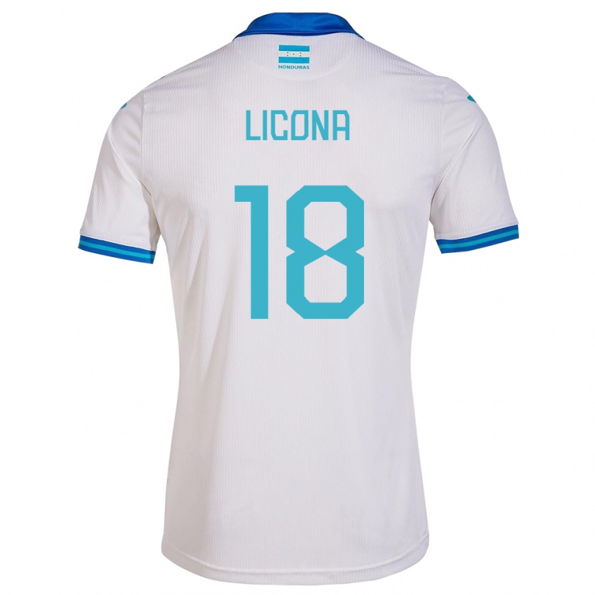 Kandiny Homme Maillot Honduras Marlon Licona #18 Blanc Tenues Domicile 24-26 T-Shirt