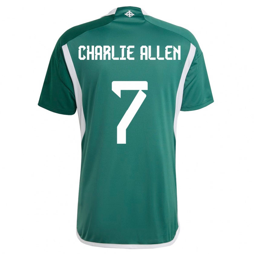 Kandiny Homme Maillot Irlande Du Nord Charlie Allen #7 Vert Tenues Domicile 24-26 T-Shirt