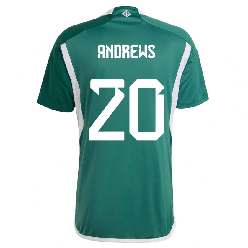 Kandiny Homme Maillot Irlande Du Nord Joely Andrews #20 Vert Tenues Domicile 24-26 T-Shirt