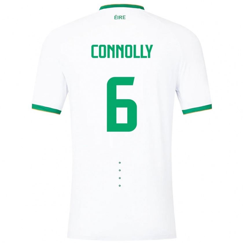 Kandiny Homme Maillot Irlande Megan Connolly #6 Blanc Tenues Extérieur 24-26 T-Shirt