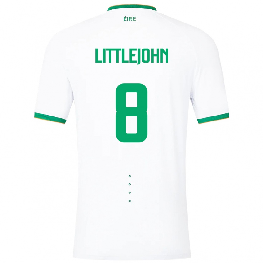 Kandiny Homme Maillot Irlande Ruesha Littlejohn #8 Blanc Tenues Extérieur 24-26 T-Shirt