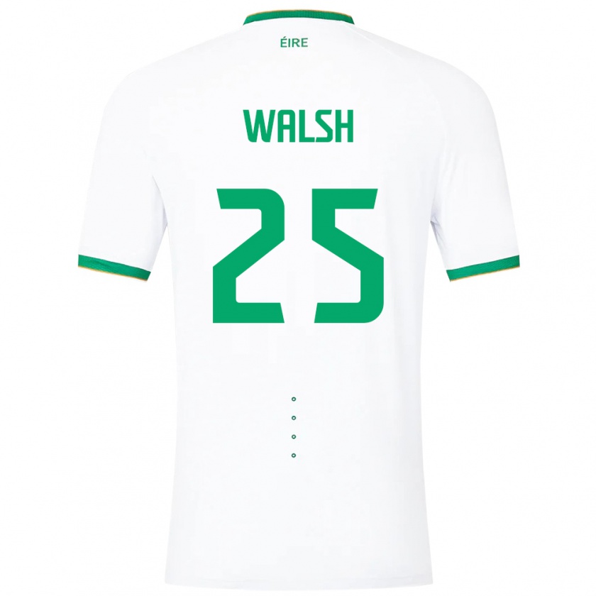 Kandiny Homme Maillot Irlande Megan Walsh #25 Blanc Tenues Extérieur 24-26 T-Shirt