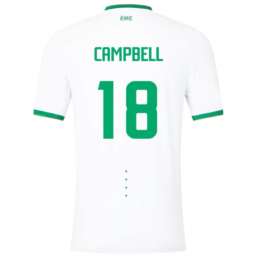 Kandiny Homme Maillot Irlande Megan Campbell #18 Blanc Tenues Extérieur 24-26 T-Shirt