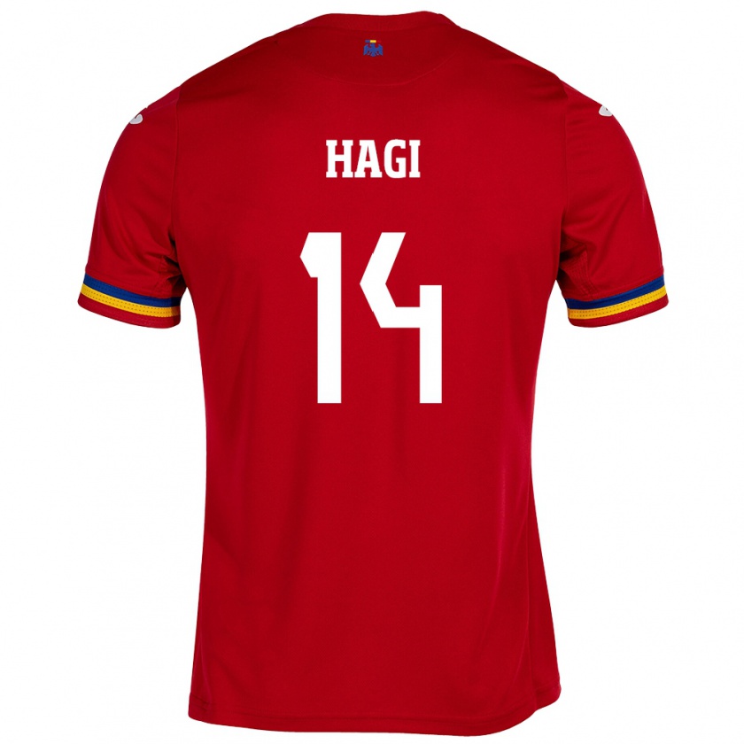 Kandiny Homme Maillot Roumanie Ianis Hagi #14 Rouge Tenues Extérieur 24-26 T-Shirt