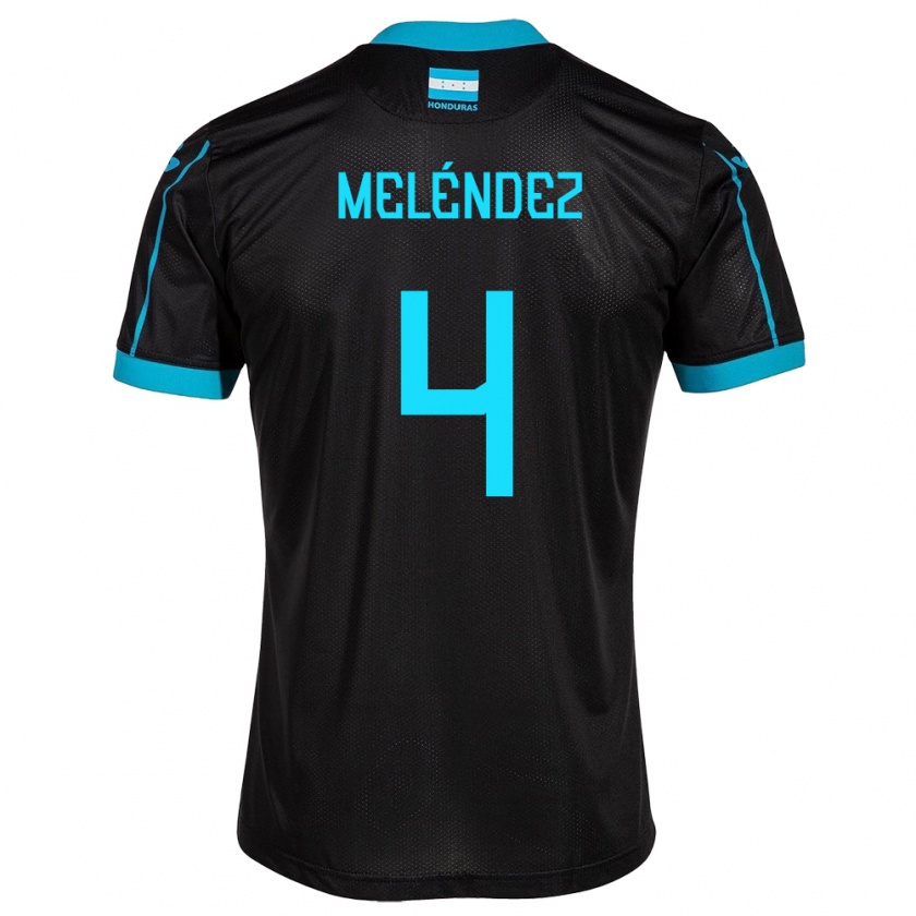 Kandiny Homme Maillot Honduras Carlos Meléndez #4 Noir Tenues Extérieur 24-26 T-Shirt