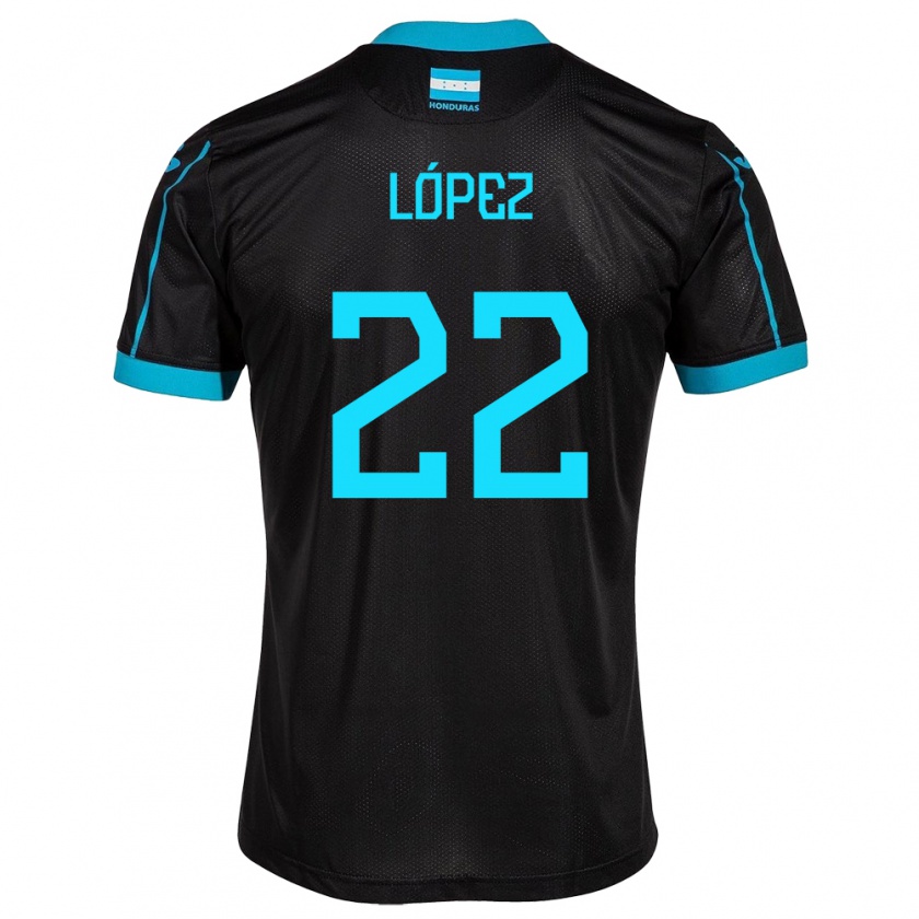 Kandiny Homme Maillot Honduras Luis López #22 Noir Tenues Extérieur 24-26 T-Shirt