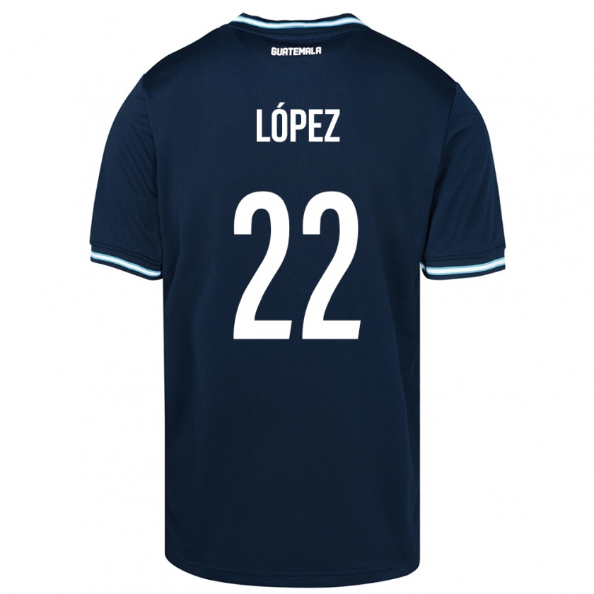 Kandiny Homme Maillot Guatemala Whitney López #22 Bleu Tenues Extérieur 24-26 T-Shirt