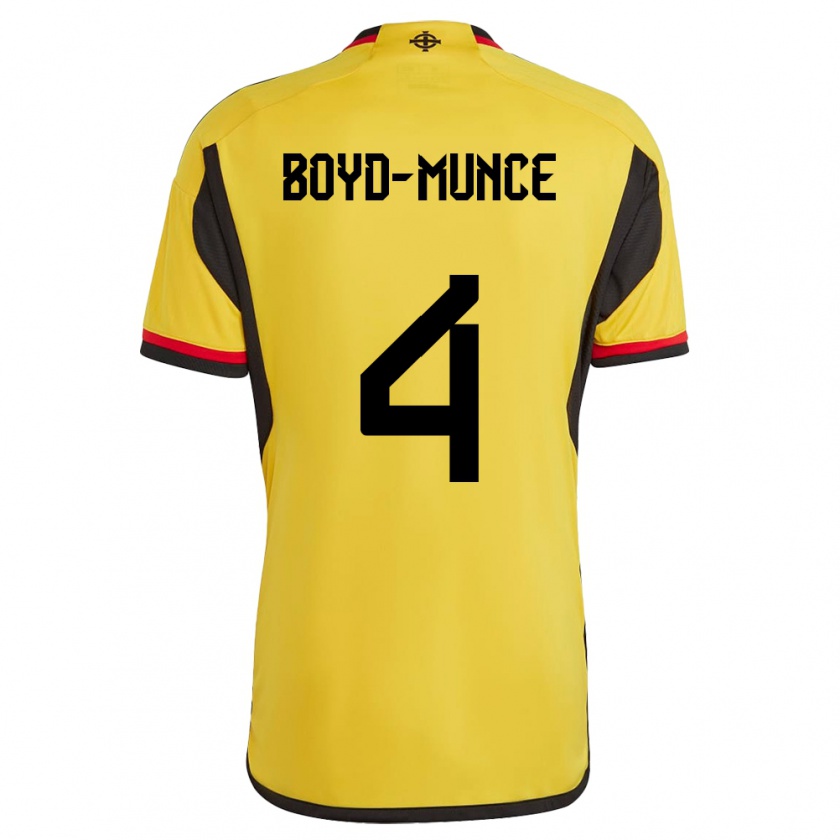 Kandiny Homme Maillot Irlande Du Nord Caolan Boyd-Munce #4 Blanc Tenues Extérieur 24-26 T-Shirt