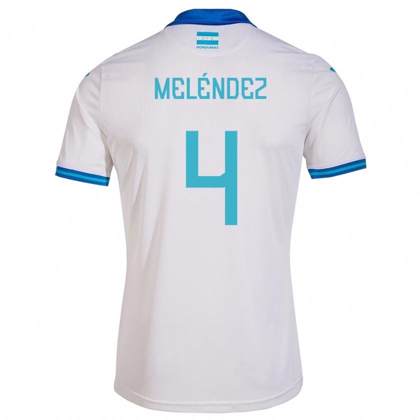 Kandiny Femme Maillot Honduras Carlos Meléndez #4 Blanc Tenues Domicile 24-26 T-Shirt