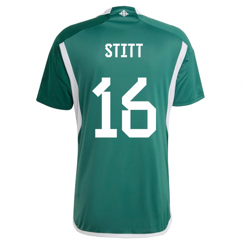 Kandiny Femme Maillot Irlande Du Nord Dylan Stitt #16 Vert Tenues Domicile 24-26 T-Shirt